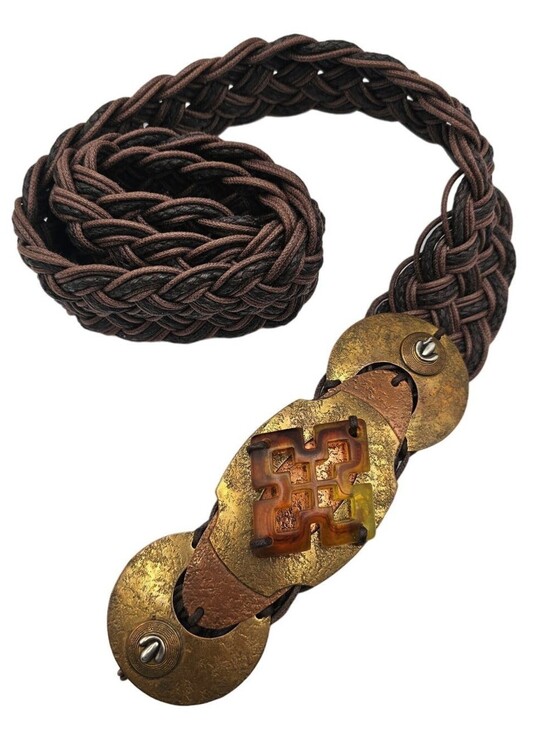 Marjorie Baer Accessories - Vintage Marjorie Baer San Francisco Artisan Mixed Metal/Black Woven Belt Sz S